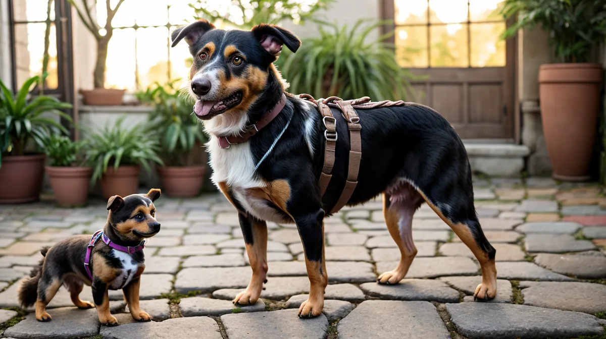 Entspannungstraining für Hunde draußen: Tierschutzhund Luna geht mit lockerer Leine durch den Berliner Kiez