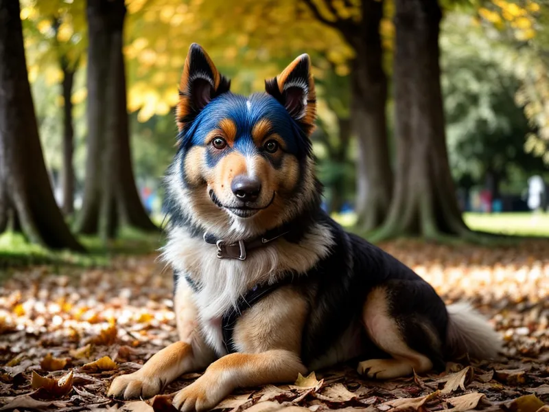 Die Rettungshündin Luna sucht Schutz hinter den Beinen ihrer Besitzerin im Park