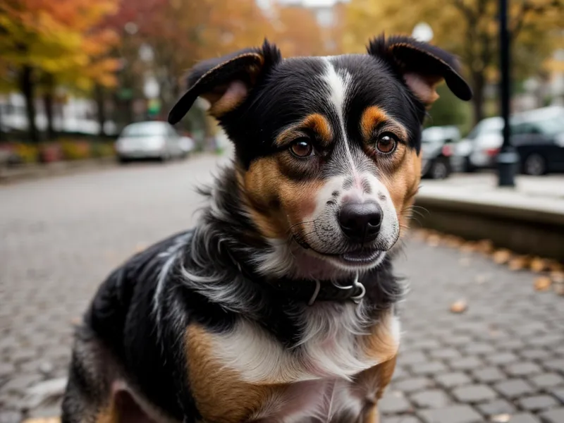 Aufmerksame Rettungshündin Luna beobachtet die Straße in Kreuzberg – Hundetraining Berlin mit reaktivem Tierschutzhund